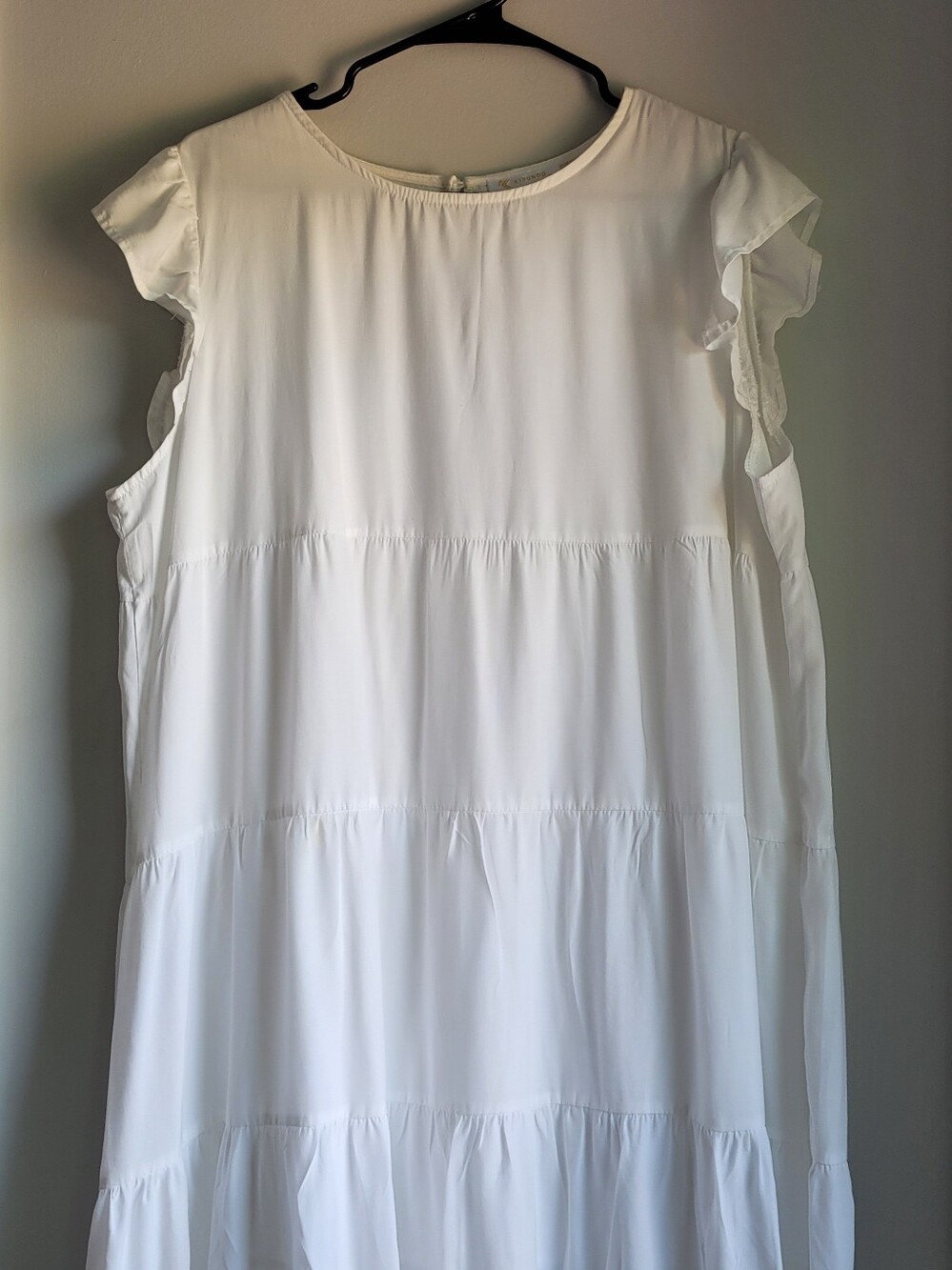Kirundo White Tiered Ruffle Sleeve Women's Dress Size XL